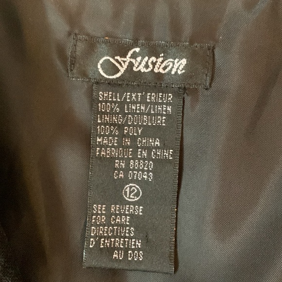 COPY - Fusion black linen boxy lined jacket w wide lace trim EUC - Picture 4 of 7